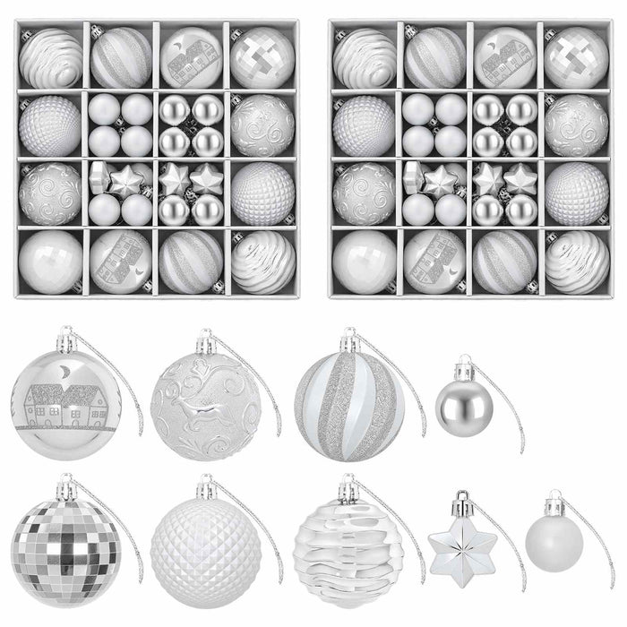 Set de globuri de Crăciun 88 buc. Argintiu Ø 6 cm Plastic WALTI