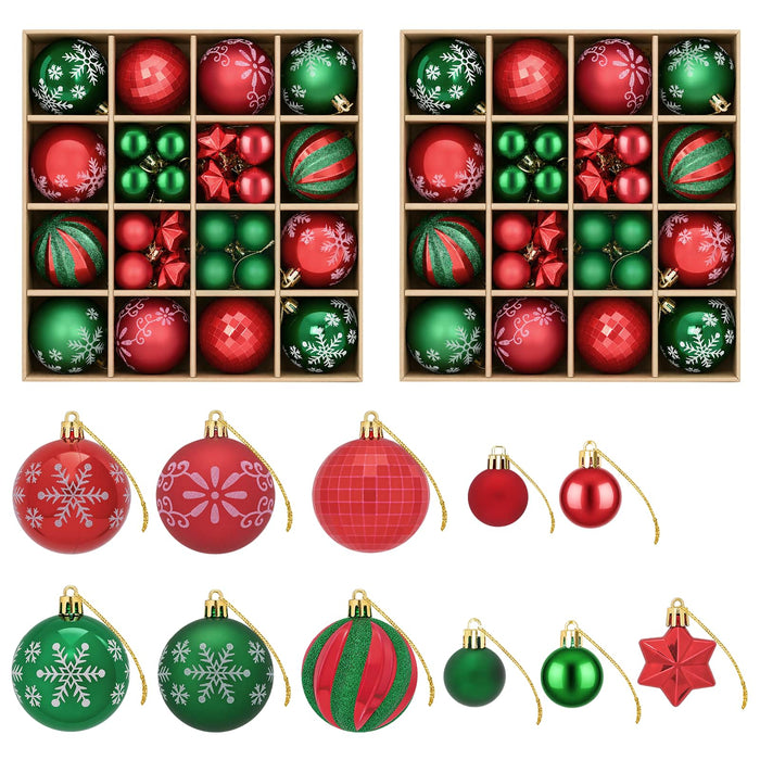 Set de globuri de Crăciun 88 buc. Verde și roșu Ø 6 cm Plastic WALTI