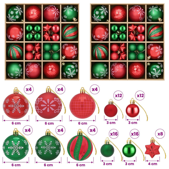 Set de globuri de Crăciun 88 buc. Verde și roșu Ø 6 cm Plastic WALTI