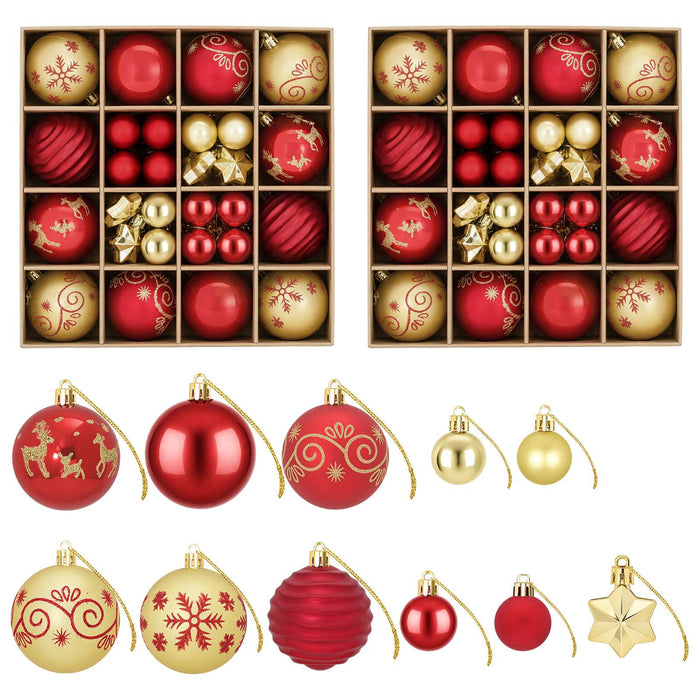 Set de globuri de Crăciun 88 buc. Roșu și Aur Ø 6 cm Plastic WALTI