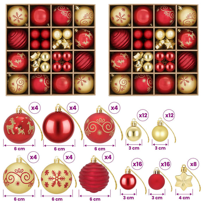 Set de globuri de Crăciun 88 buc. Roșu și Aur Ø 6 cm Plastic WALTI