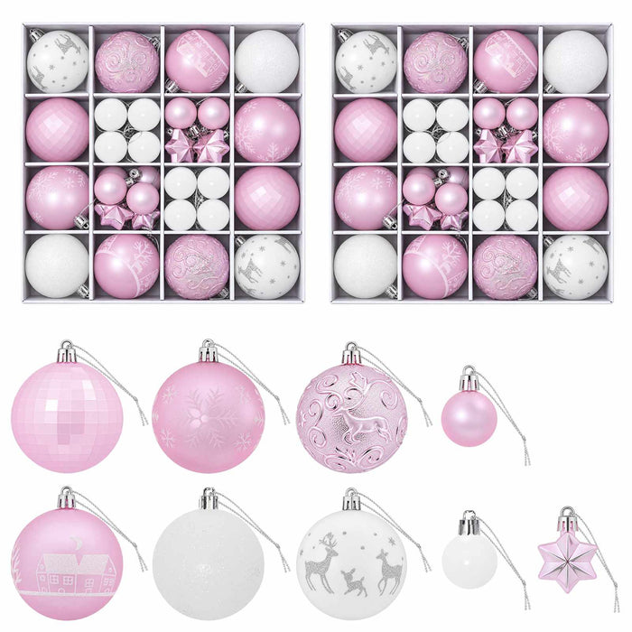 Set de globuri de Crăciun 88 buc. Roz și alb Ø 6 cm Plastic - WALTI WALTI