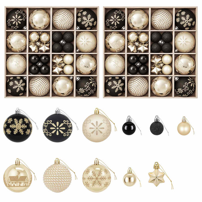 Set de globuri de Crăciun 88 buc. Negru și Aur Ø 6 cm Plastic WALTI