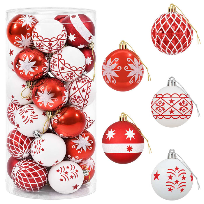 Set de globuri de Crăciun 30 buc. Roșu și Alb Ø 6 cm Plastic - WALTI WALTI
