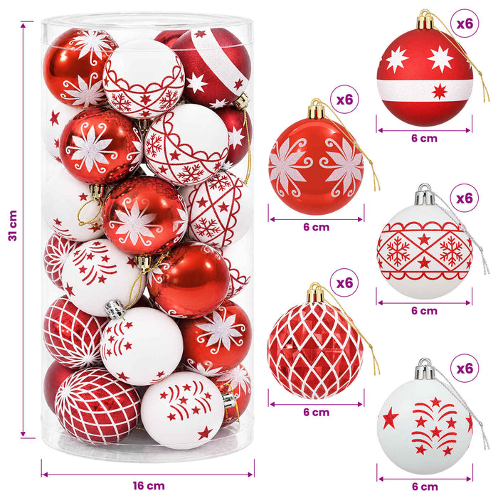 Set de globuri de Crăciun 30 buc. Roșu și Alb Ø 6 cm Plastic - WALTI WALTI