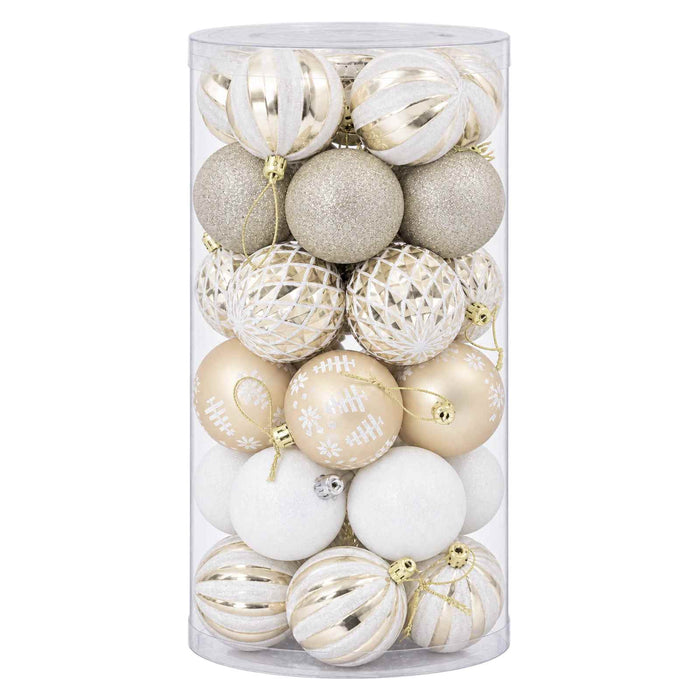 Set de globuri de Crăciun 30 buc. Auriu și alb Ø 6 cm Plastic WALTI