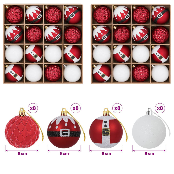 Set de globuri de Crăciun 32 buc. Roșu și Alb Ø 6 cm Plastic WALTI
