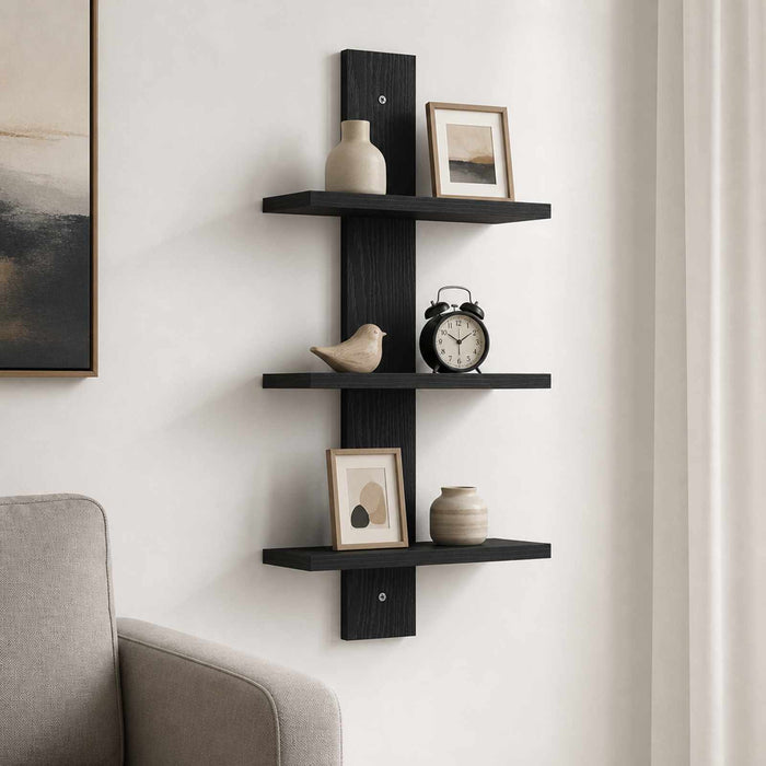 Raft de perete Stejar Negru 30 x 13.5 x 64.5 cm Lemn prelucrat - WALTI WALTI