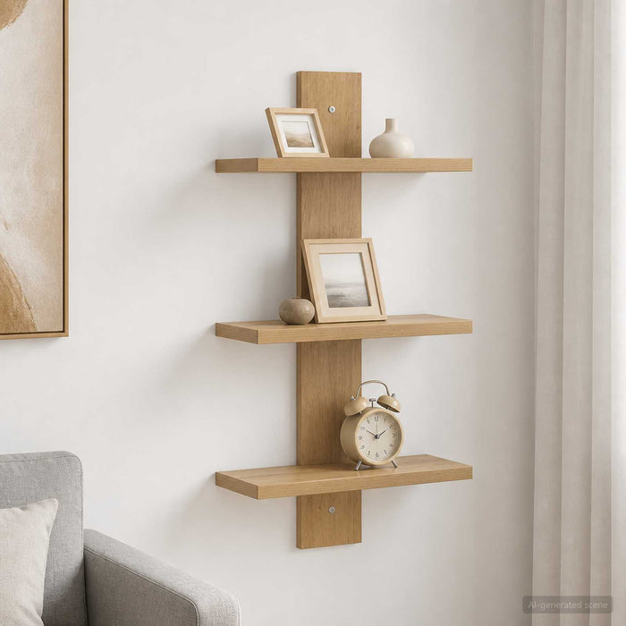 Raft de perete Stejar Artizanal 30 x 13.5 x 64.5 cm - WALTI WALTI