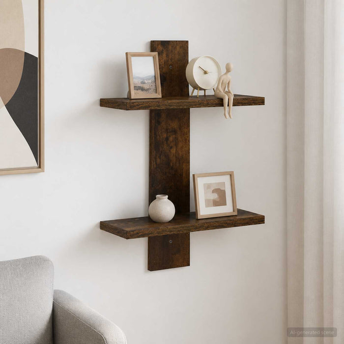 Raft de perete Stejar fumuriu 30 x 13,5 x 43 cm Lemn prelucrat WALTI