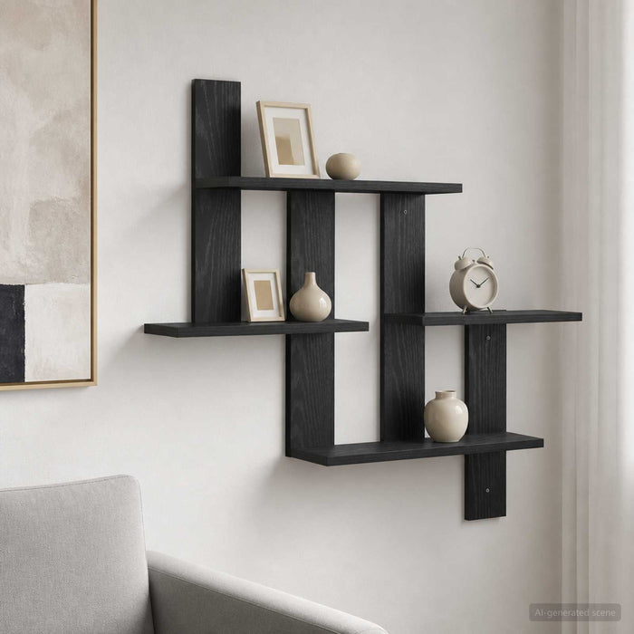 Raft de perete Stejar Negru 85 x 13,5 x 73,5 cm Lemn prelucrat - WALTI WALTI