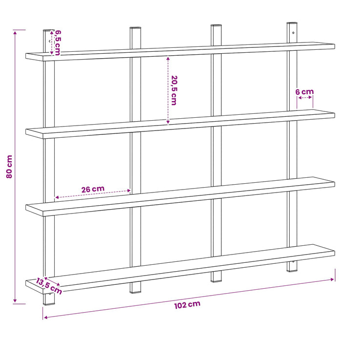 Raft de perete Stejar Sonoma 102 x 13.5 x 80 cm Lemn prelucrat WALTI