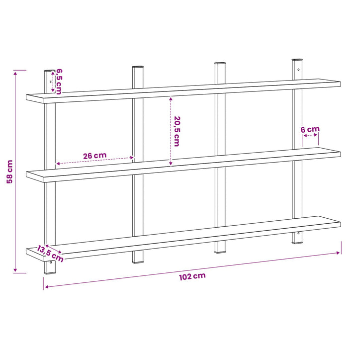 Raft de perete Lemn vechi 102 x 13.5 x 58 cm Lemn prelucrat WALTI