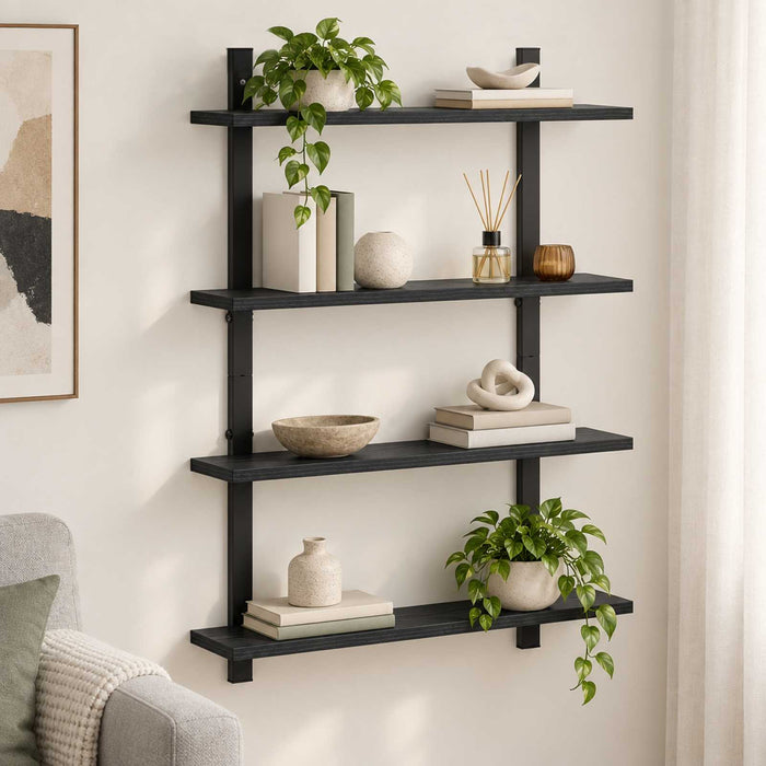 Raft de perete Stejar Negru 60.5 x 13.5 x 80.5 cm WALTI