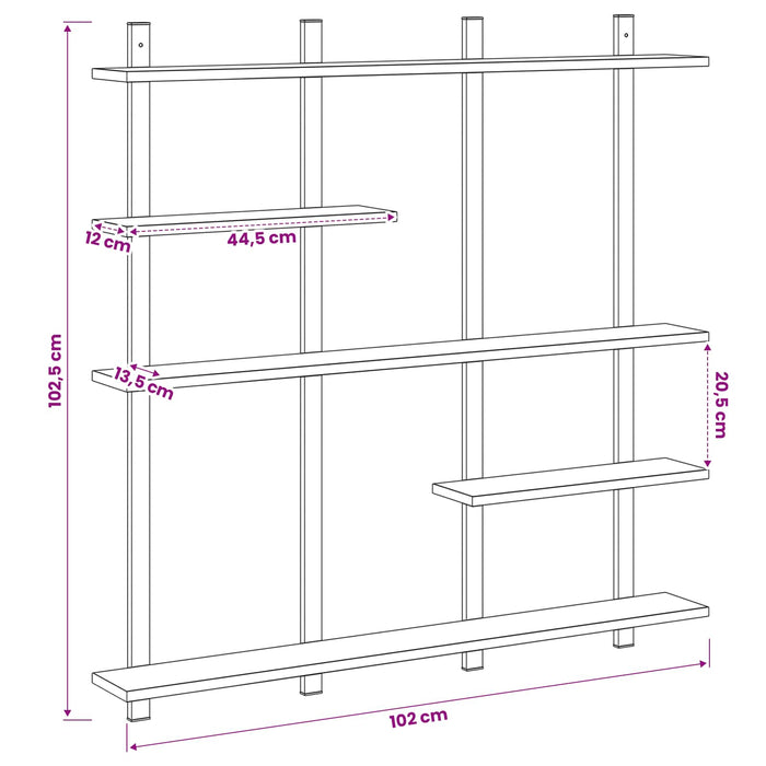 Raft de perete Stejar Negru 102 x 13.5 x 102.5 cm - WALTI WALTI