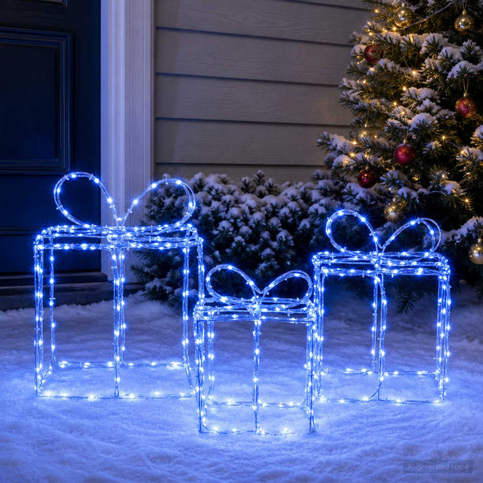 Cutii de cadouri luminoase de Crăciun LOVIISA 3 buc. WALTI