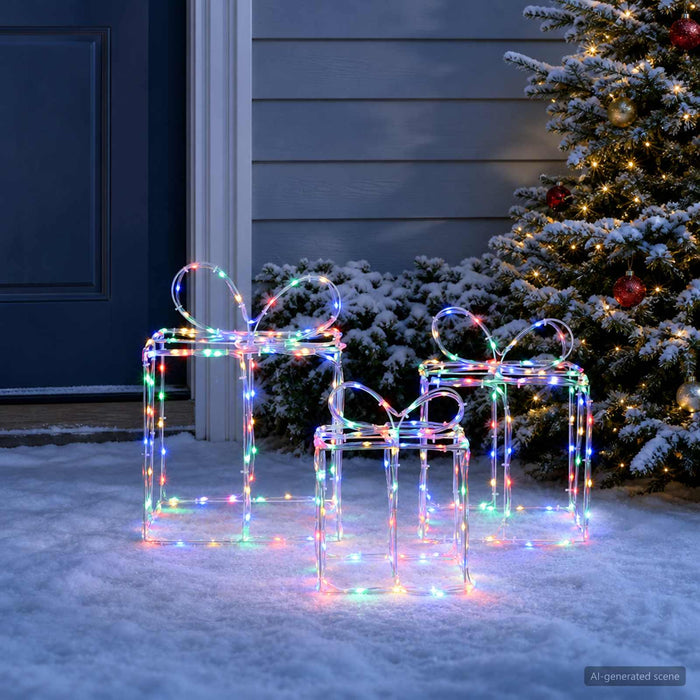 Cutii de cadouri luminoase de Crăciun LOVIISA 3 buc. WALTI