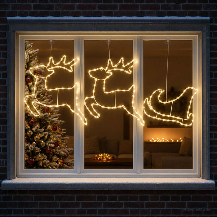 Decorațiune de Crăciun cu reni și sanie LOVIISA 180 LED-uri WALTI