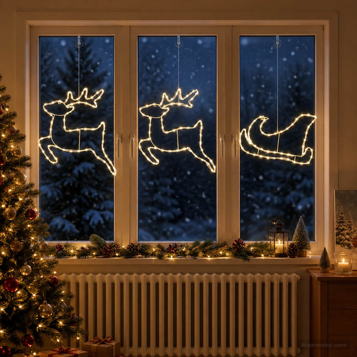 Decorațiune de Crăciun cu reni și sanie LOVIISA 180 LED-uri WALTI