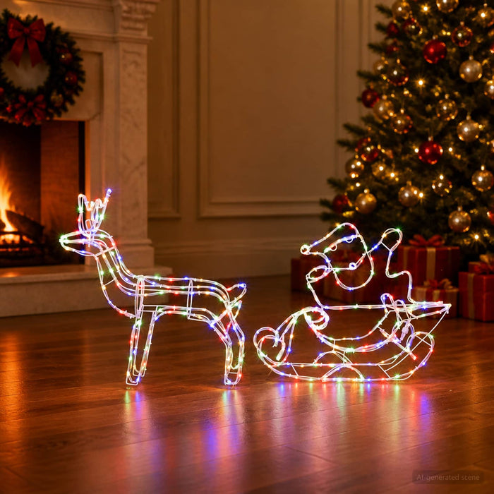 Decorațiune de Crăciun cu ren și sanie LOVIISA 320 LED-uri WALTI