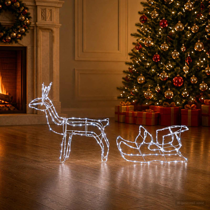 Decorațiune de Crăciun cu reni și sanie LOVIISA 240 LED-uri - WALTI WALTI