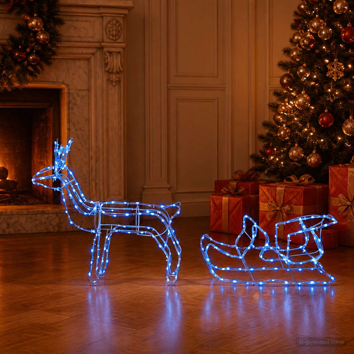 Decorațiune de Crăciun cu reni și sanie LOVIISA 240 LED-uri - WALTI WALTI
