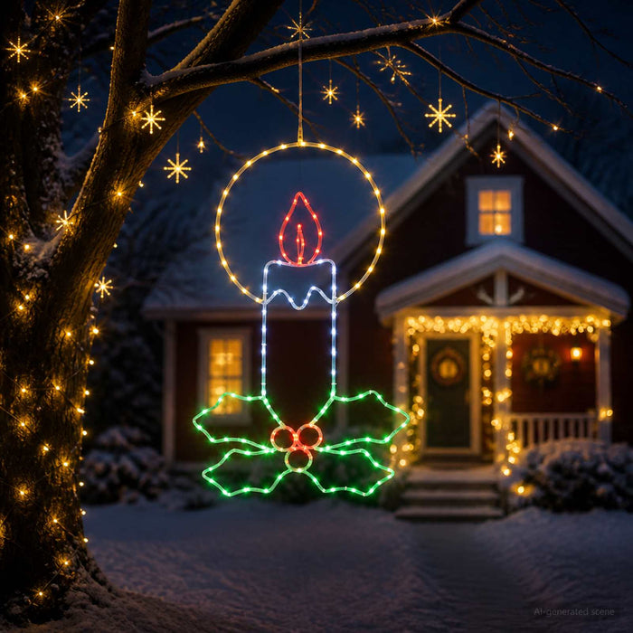 Lumânare din furtun luminos cu LED, cu ilex LOVIISA 120 LED-uri WALTI