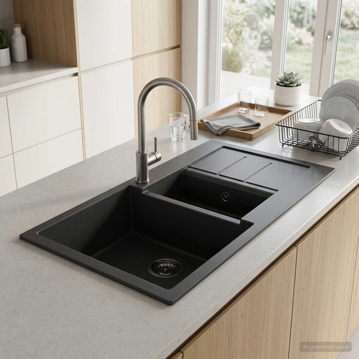 Chiuvetă de bucătărie cu două cuve Granit 80 x 50 x 30,5 cm WALTI
