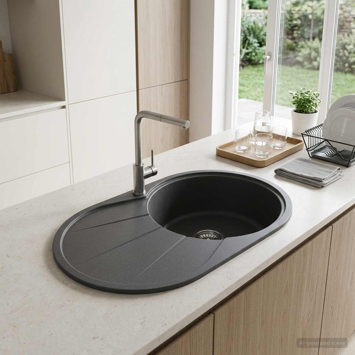 Chiuvetă de bucătărie cu o cuvă Granit 77 x 49 x 20,5 cm Grafit WALTI
