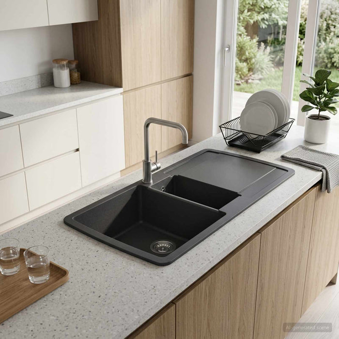 Chiuvetă de bucătărie cu bazin dublu Granite 96 x 50 x 31 cm WALTI