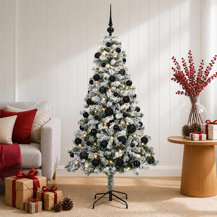 Brad de Crăciun artificial cu globuri 120 cm 150 LED-uri WALTI