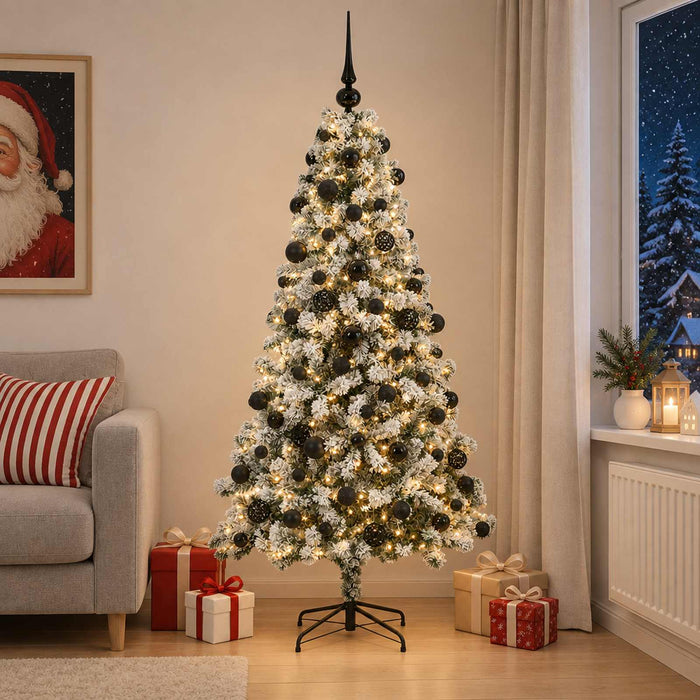 Brad de Crăciun artificial cu globuri 180 cm 300 LED-uri WALTI
