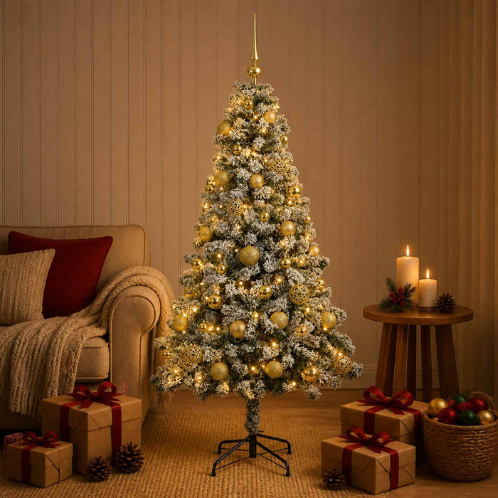 Brad de Crăciun artificial cu globuri 120 cm 150 LED-uri WALTI
