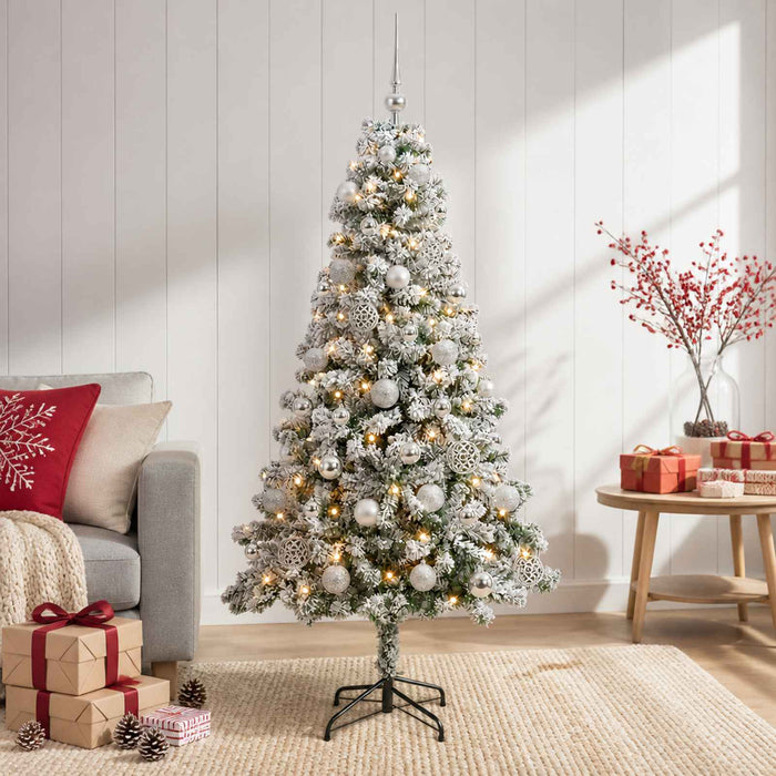 Brad de Crăciun artificial cu globuri 120 cm 150 LED-uri WALTI