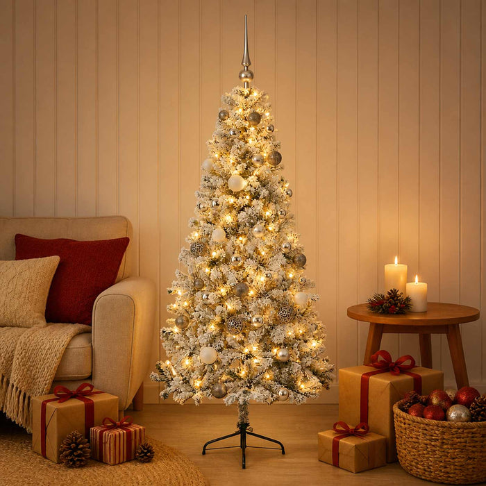 Brad de Crăciun artificial cu glob 120 cm 150 LED-uri Alb cald - WALTI WALTI