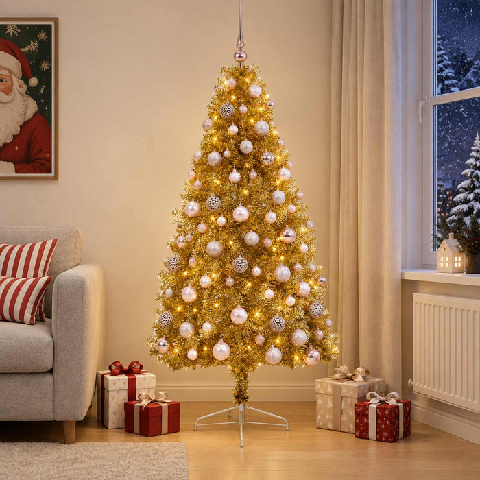 Brad de Crăciun artificial cu glob 210 cm 300 LED-uri Alb cald - WALTI WALTI