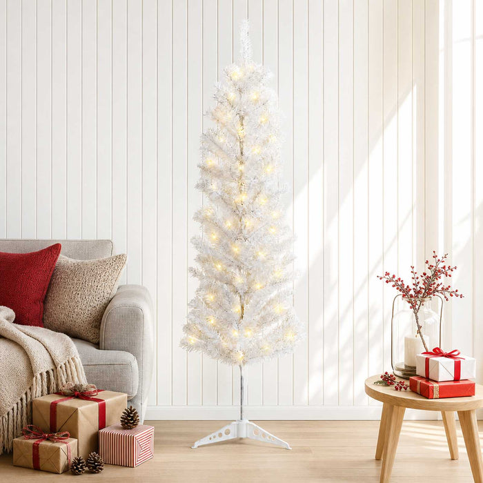 Copac Artificial Slăb de Crăciun 150 cm 150 LED-uri Alb cald WALTI