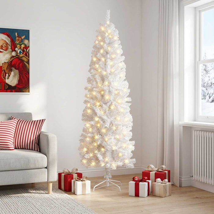 Copac Artificial Slăb de Crăciun 240 cm 300 LED-uri Alb cald WALTI