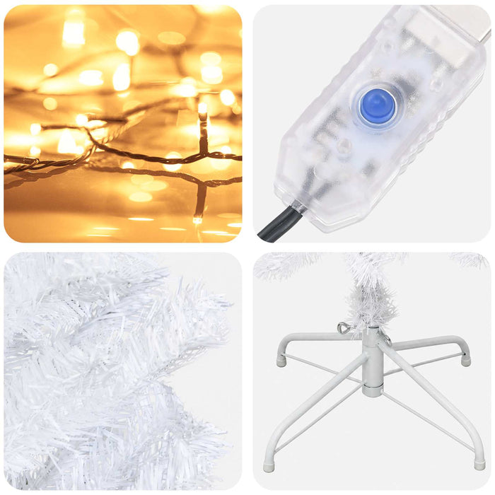 Copac Artificial Slăb de Crăciun 180 cm 300 LED-uri Alb cald WALTI