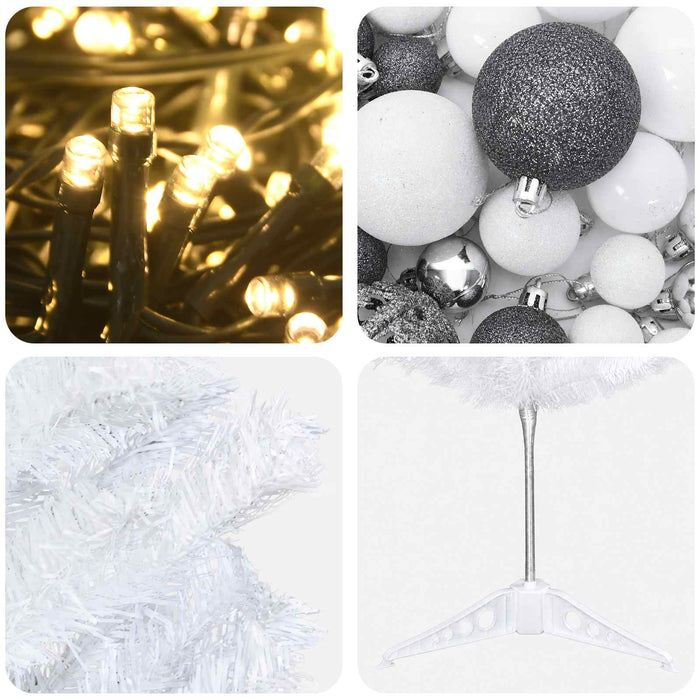 Brad de Crăciun artificial îngust cu globuri 150 cm 150 LED-uri WALTI