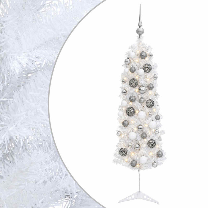 Brad de Crăciun artificial îngust cu globuri 150 cm 150 LED-uri WALTI