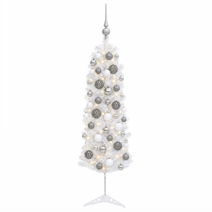 Brad de Crăciun artificial îngust cu globuri 150 cm 150 LED-uri WALTI