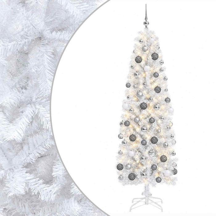 Brad de Crăciun artificial îngust cu globuri 210 cm 300 LED-uri - WALTI WALTI