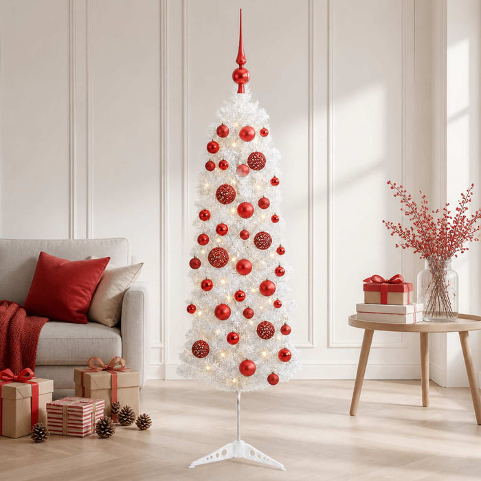 Brad de Crăciun artificial îngust cu globuri 150 cm 150 LED-uri - WALTI WALTI