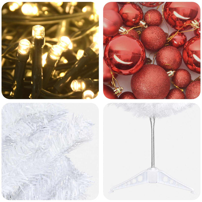 Brad de Crăciun artificial îngust cu globuri 150 cm 150 LED-uri - WALTI WALTI