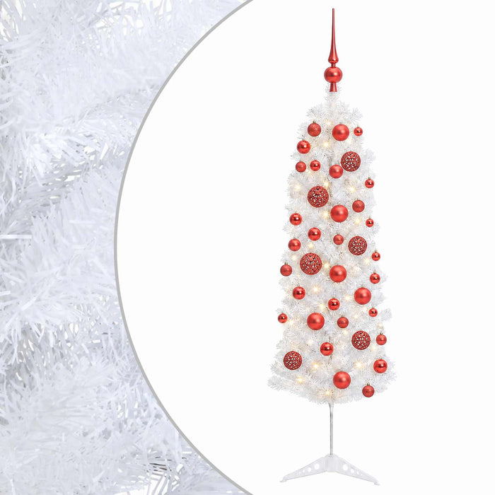 Brad de Crăciun artificial îngust cu globuri 150 cm 150 LED-uri - WALTI WALTI
