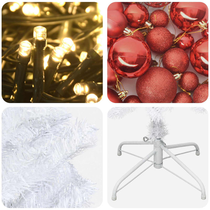 Brad de Crăciun artificial îngust cu globuri 210 cm 300 LED-uri - WALTI WALTI
