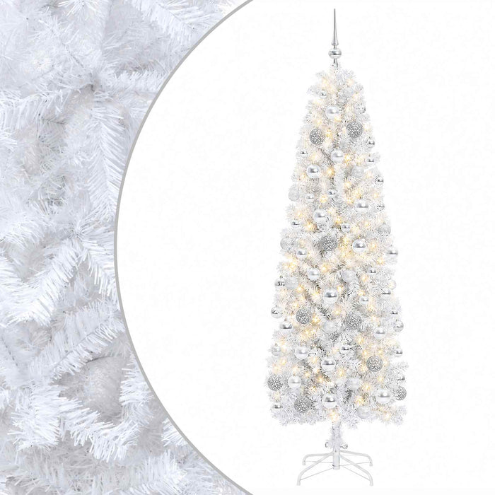 Brad de Crăciun artificial îngust cu globuri 240 cm 300 LED-uri - WALTI WALTI