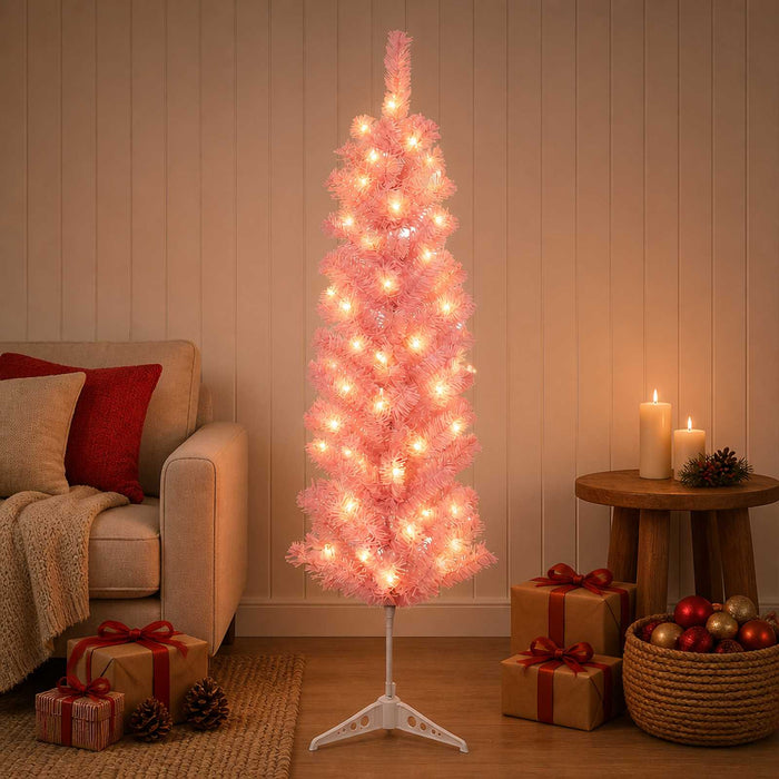 Copac Artificial Slăb de Crăciun 120 cm 150 LED-uri Alb cald WALTI