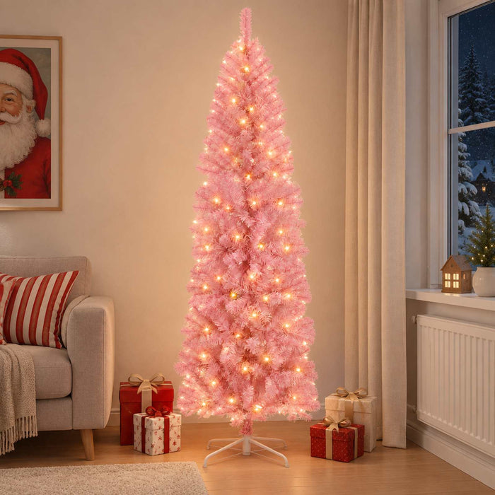 Copac Artificial Slăb de Crăciun 240 cm 300 LED-uri Alb cald WALTI